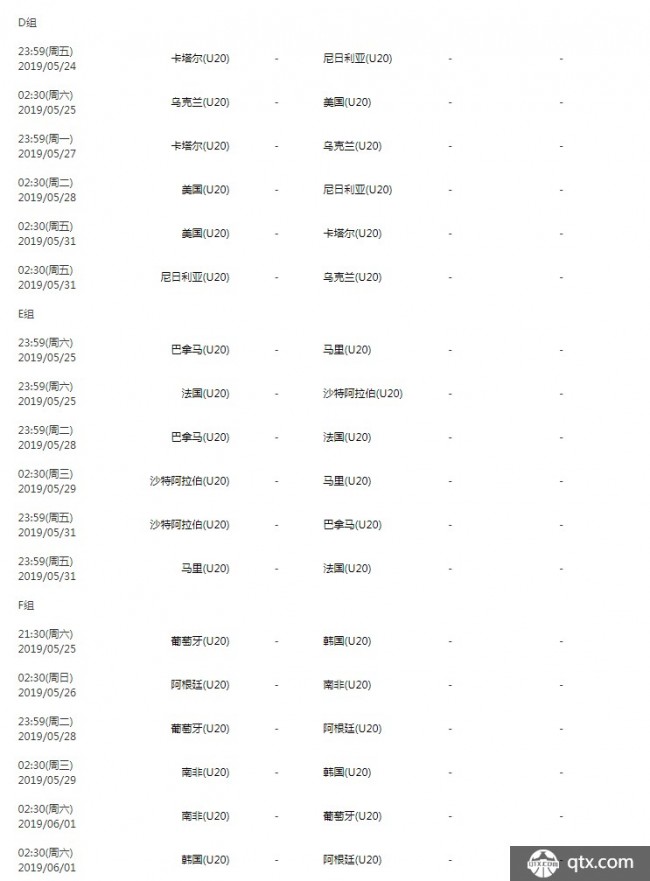 2019世青赛赛程 日本战平厄瓜多尔