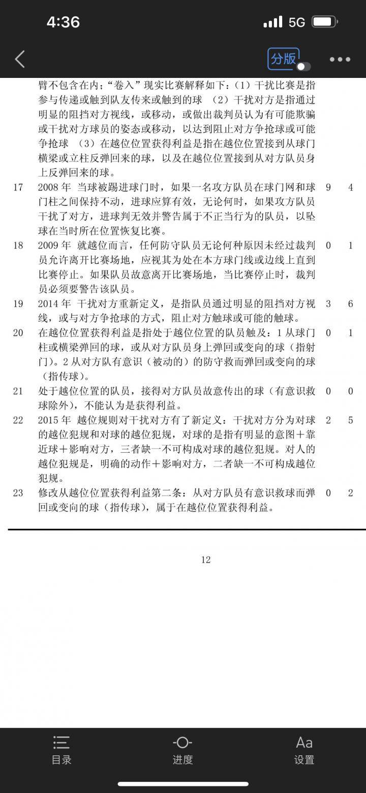 根据2018年北体大谭副教授的论文《足球越位规则...