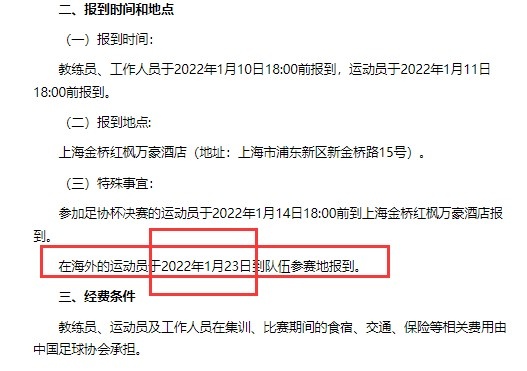 五大归化球员入选国足名单，在海外的球员需要在1月23日报到