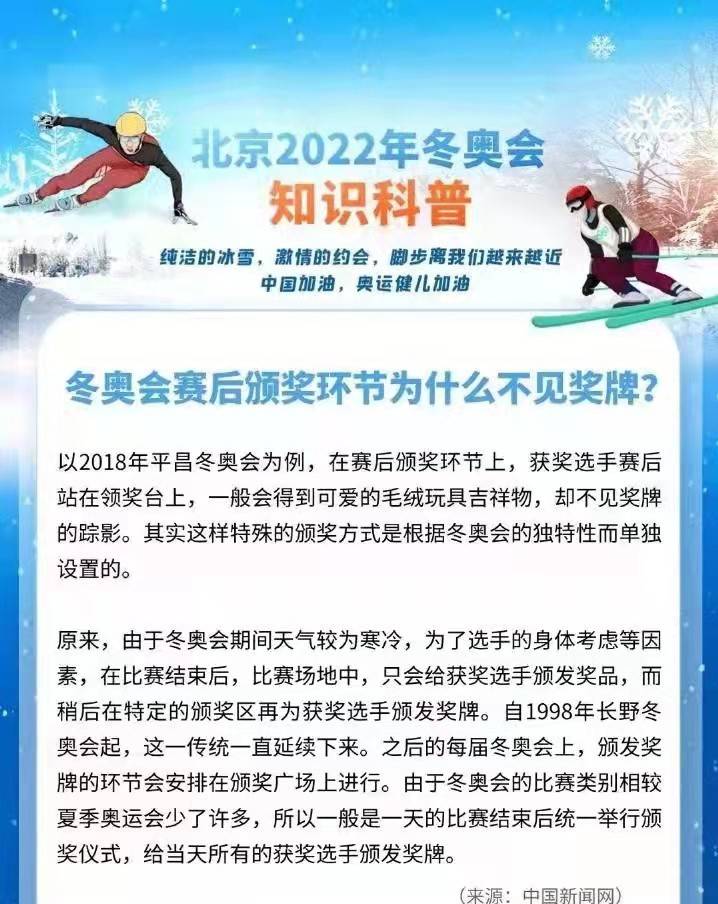 冬奥知识小科普：冬奥会赛后颁奖环节为什么不见奖牌？