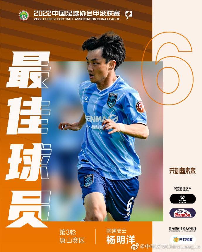 中甲第三轮最佳球员：杨明洋、梅西-保利、范博健