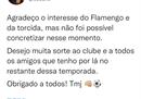 奥斯卡说他不会加入弗拉门戈:感谢俱乐部和球迷，现在不可能了。