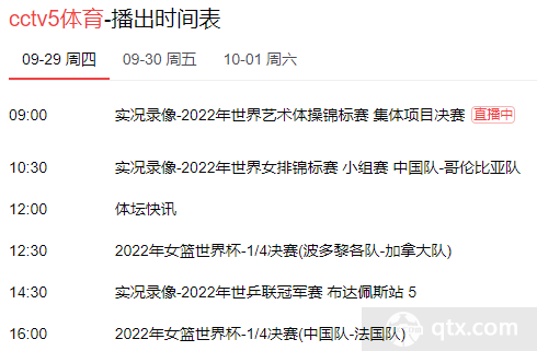 女篮世界杯央视五套直播时间表