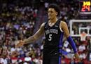 NBA季前赛骑士108-114不敌魔术冠军朗·班凯罗，后者率队拿下17分。