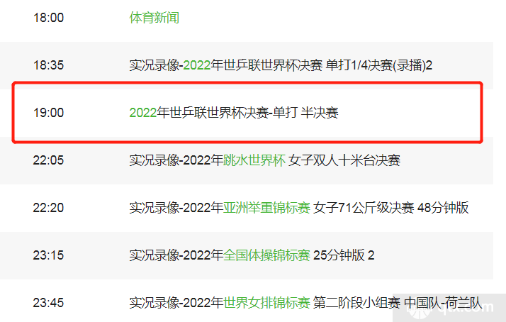 央视cct5最新节目单