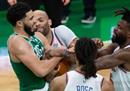 NBA凯尔特人VS尼克斯常规赛，全场视频回放，绿军狂轰滥炸27记，三分最终战胜尼克斯。
