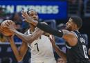 今天最新的NBA比赛篮网110-95快船杜兰特27分6篮板乔治17分。