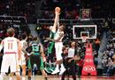 今天NBA最新战况，凯尔特人126-101，老鹰，凯尔特人，七人得分上双，特雷扬27分。