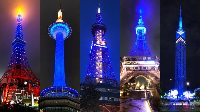 日本地标建筑亮灯图片