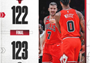 今日nba最新战况:老鹰123-122加时赛19分14助攻干掉公牛特雷约，17分干掉格里芬。
