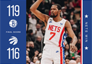 今日NBA最新战况:篮网119-116猛龙杜兰特28分欧文32分绝杀。