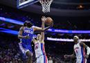 最新NBA比赛:76人，113-93活塞六连胜。恩比德22分10篮板6助攻。哈登15分8助攻。
