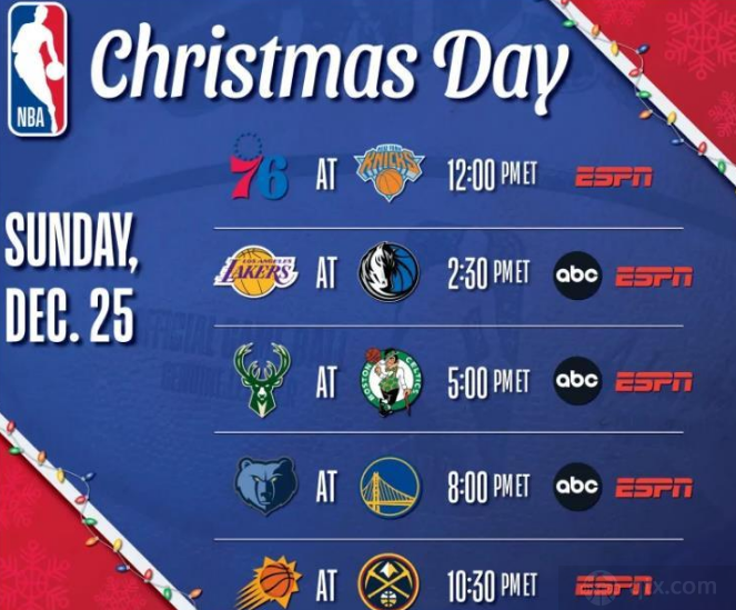 nba2022圣诞大战赛程时间表（美国时间版本）