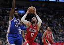 今天NBA最新战报鹈鹕127-116 76人麦科勒姆42分，恩比迪37分。