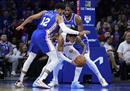 NBA活塞不敌76人恩比德，得到31分11篮板，帮助76人完成31分的胜利。