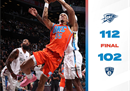NBA今日最新情况:雷霆112-102篮网亚历山大28分吉蒂28分9篮板9助攻。