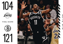 NBA今日战报篮网121-104湖人欧文26分7篮板6助攻。
