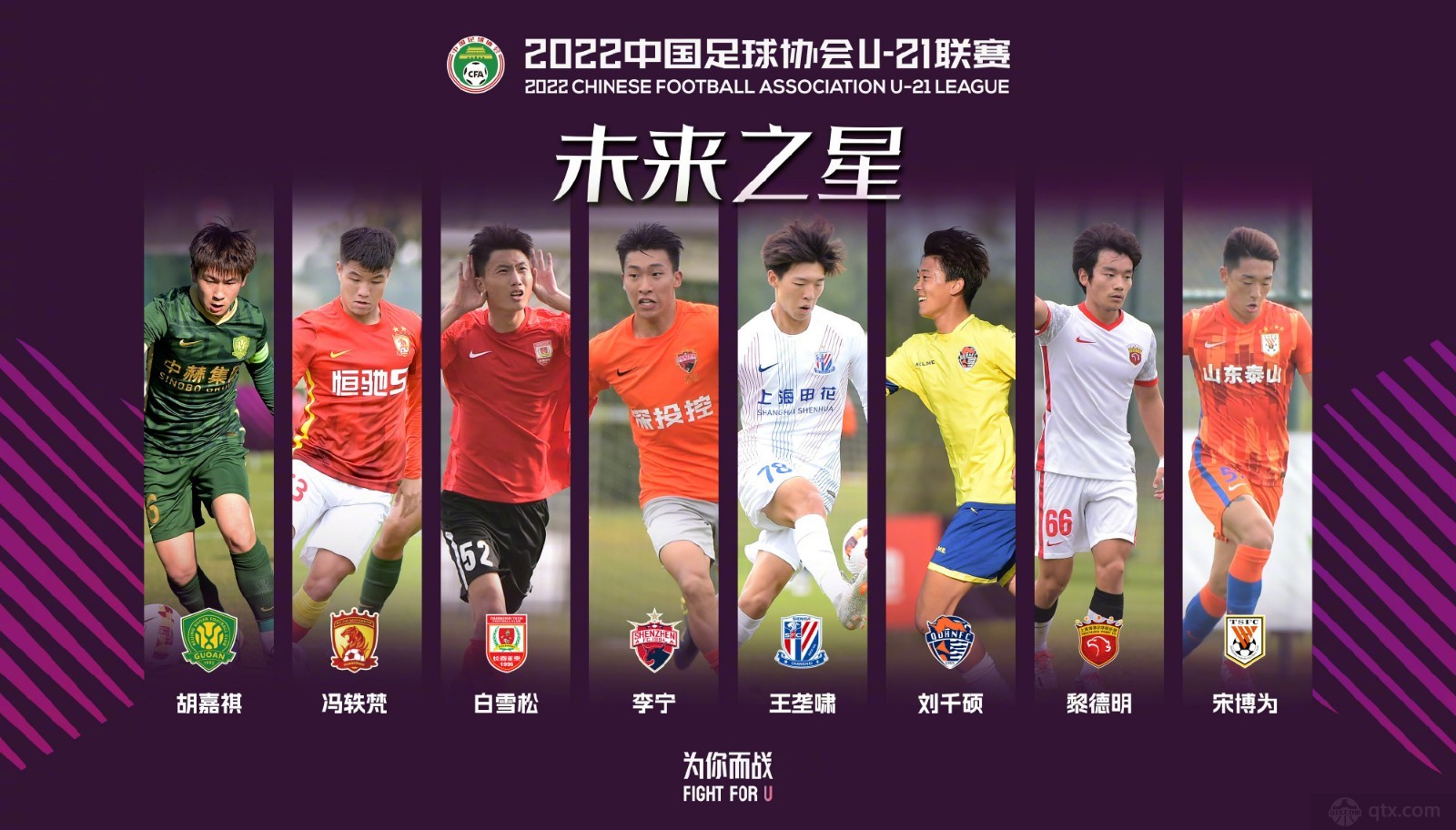中超官方公布U21联赛8名未来之星
