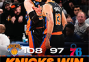 NBA今日最新战况:尼克斯108-97费城76人兰德尔24 9 7