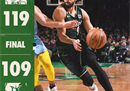 最新一场NBA比赛凯尔特人119-109灰熊白23分塔图姆16分。