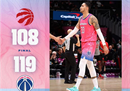 最新NBA比赛:奇才119-108猛龙库兹马30分，波尔津吉斯25分。