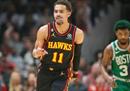 NBA季后赛老鹰被淘汰，特雷扬下半场仅得5分。