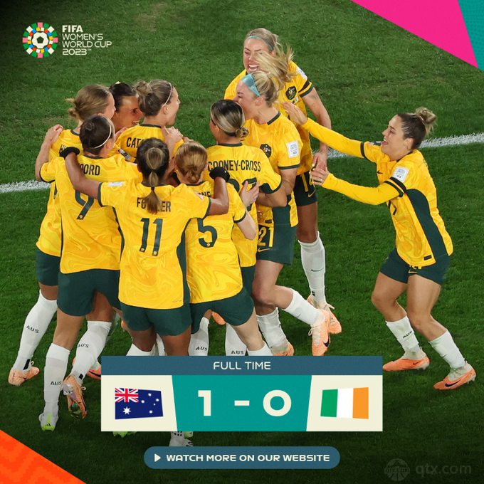 澳大利亚女足1-0爱尔兰