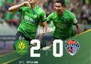 中超北京国安2-0青岛海牛昨天破门，姜单刀。