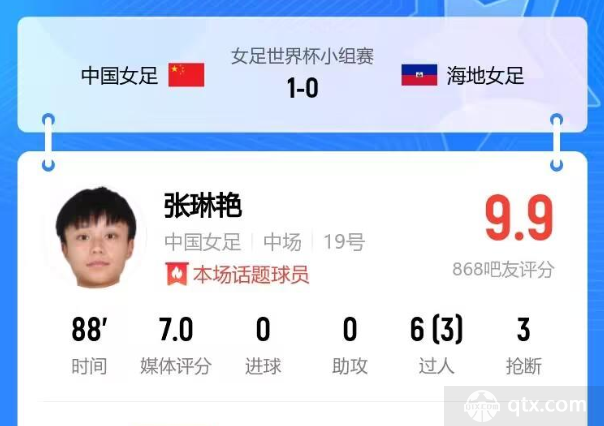 张琳艳收获对手称赞