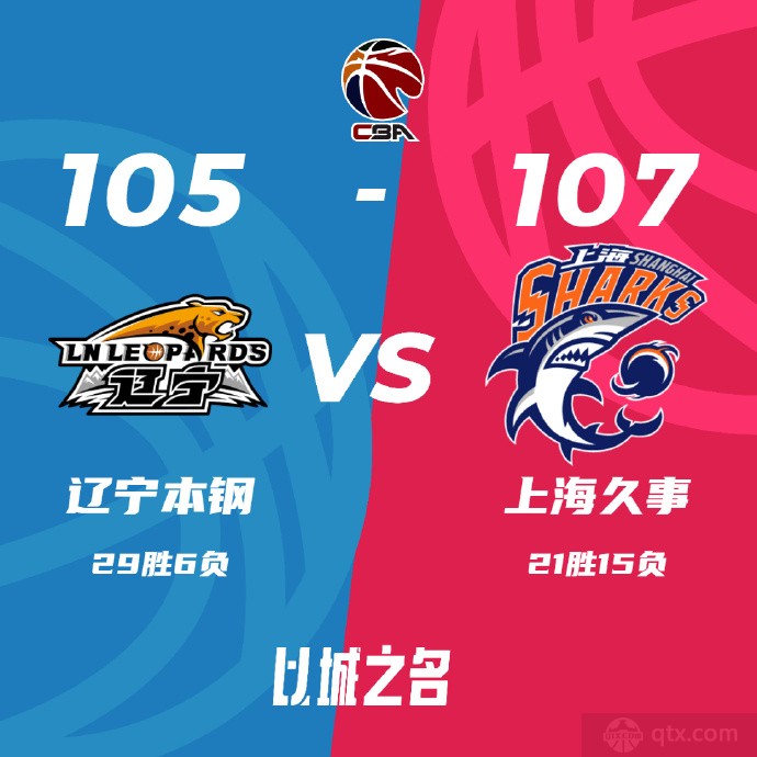 辽宁男篮105-107上海男篮