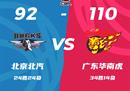 CBA联赛最新战况北京男篮92-110广东男篮 沃特斯21分周琦14 16