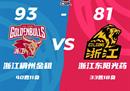 CBA联赛战报浙江男篮93-81广厦男篮 孙铭徽缺阵胡金秋空砍19 11