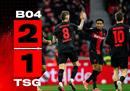 德甲勒沃库森2-1霍芬海姆 安德里希破门希克绝杀
